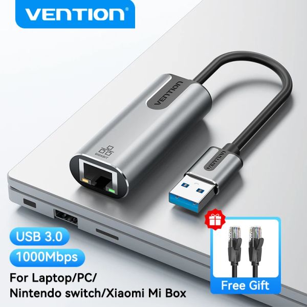 Cartões Adaptador Ethernet de VENÇÃO DE CARTAS CARTA DE REDE USB 3.0 Adaptador de LAN de velocidade RJ45 Speed 1000M para Windows Mac Xaiomi Ethernet USB Adaptador