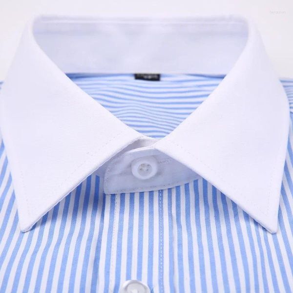 Camicie da uomo camicie da uomo camicia a strisce di cuffia francese con tasca per il petto Fare a maniche lunghe a fit a manicotto lungo (gemelli incluso)