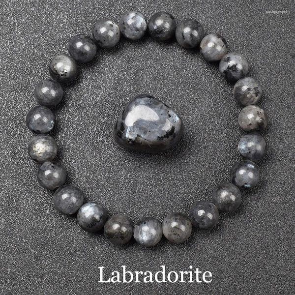 Strand Natural Black Labradorite Perle Bracciale Uomini Donne vere braccialetti di pietra Labrador originali realizzati in gioielleria