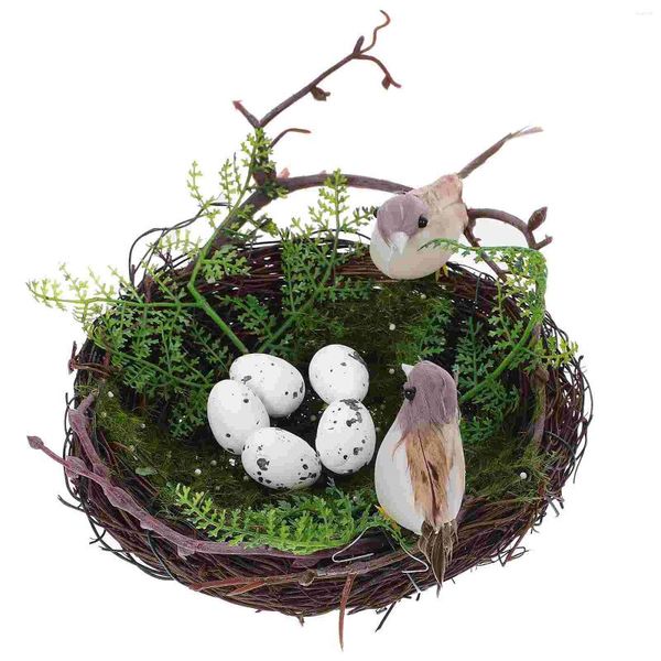 Декоративные фигурки 1 Set Vine Bird Gont Creative Rattan Ornament украшение с 5 шт -симуляционными яйцами для садового балкона внутреннего дворика