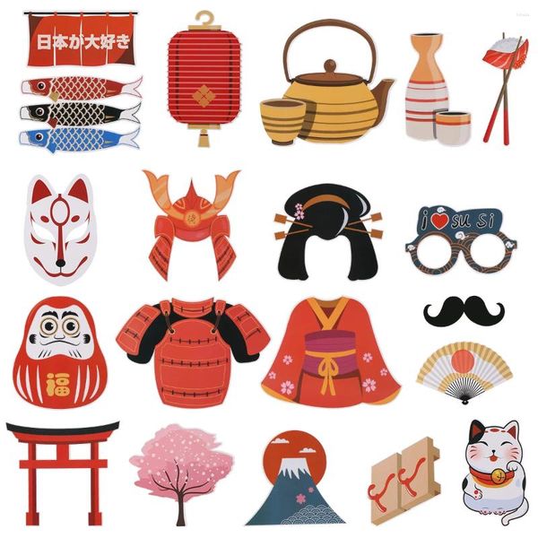 Partydekoration Po Requisiten Japanische Booth -Kit DIY Dekoration Style Supplies Themen Kits Schild posieren Tee Selfie Japan Sushi Go Geburtstag
