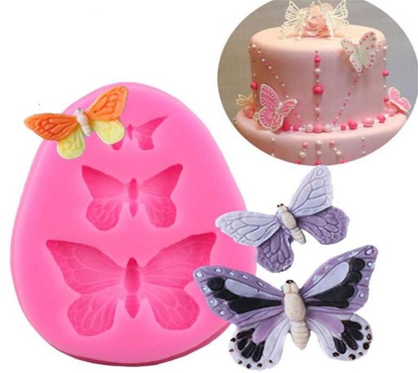 Schmetterlingsform Silikon Backzubehör 3D DIY Zuckerhandwerk Schokoladenschneider Form Fondant Kuchen Dekorationstool 3 Farben7095955