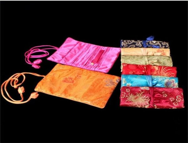 Borsa di stoccaggio di gioielli in seta di seta di lusso portatile piegata pieghevole con cerniera grande borsa cosmetica per donne borse per trucco 101241913