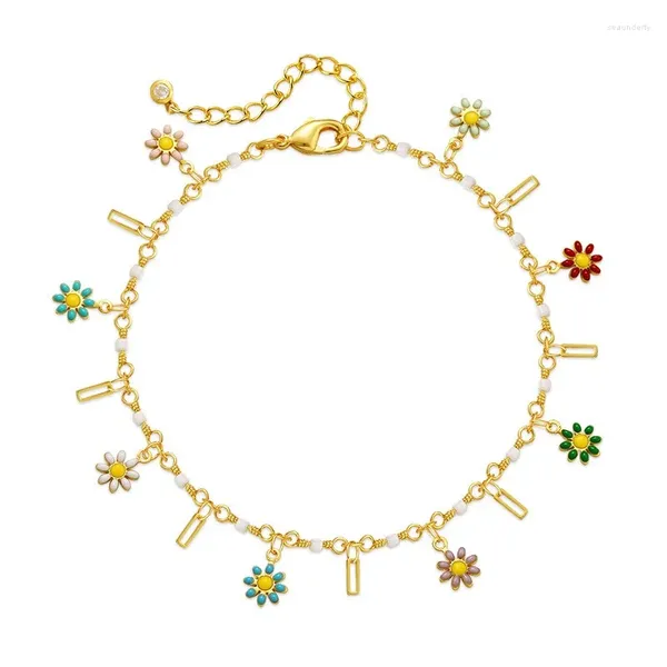 Cavalchi Minar Bohemia Candy Color Stamel Daisies Flower Nappel Braccialetti per donne 18k Accessori per la spiaggia in ottone placcato in oro vero oro