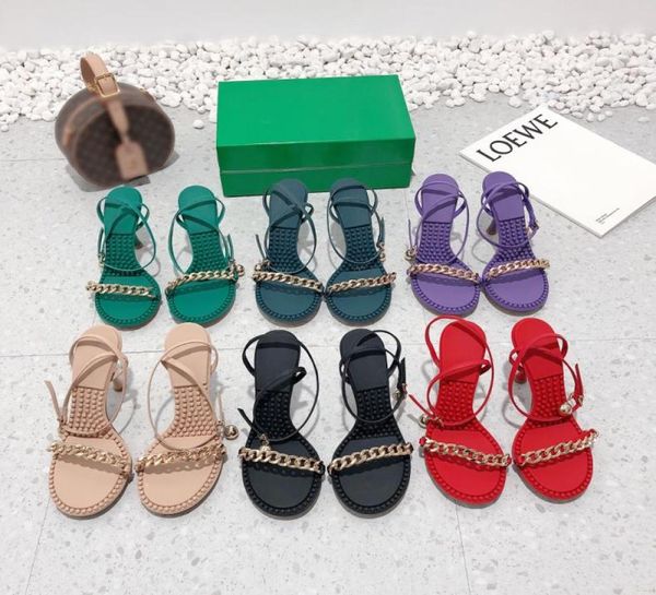 Summer New Sandal S Women Stretch Metal Ball Chain Sandal Fashion High Heel Sandal Leather Fare di nozze Design Golden Ball Design7801636