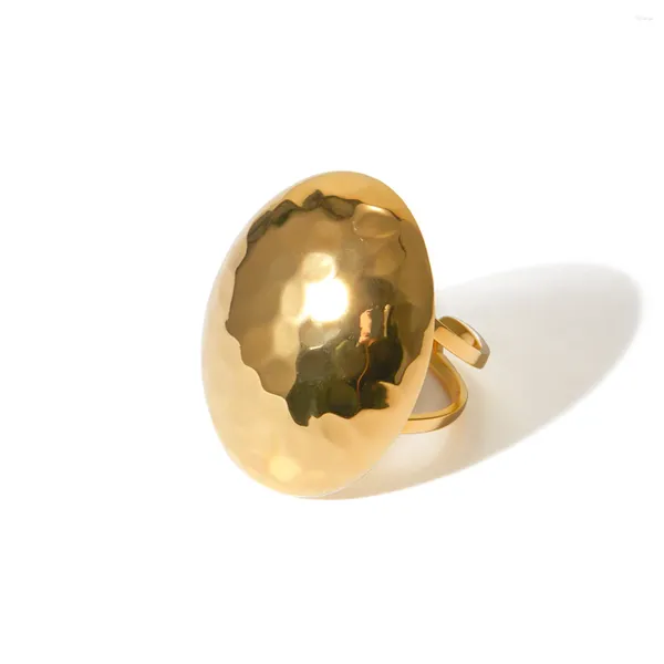 Anelli a grappolo Youthway 18K Gold in acciaio inossidabile inossidabile martellata paffuto ovale ad anello esagerato Gioielli alla moda per donne