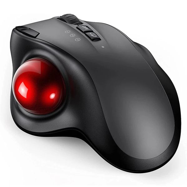 Trackball Wireless Maus wiederaufladbar Bluetooth 24G USB Ergonomische Mäuse für Computer Android Windows 3 Einstellbarer DPI 240419