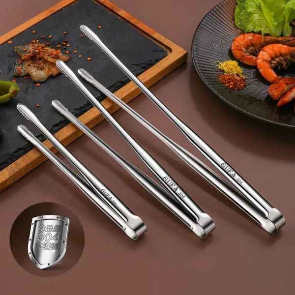 Grills Grill pinças utensílios de cozinha de carne para churrasqueira Acessórios de cozinha prateada de cozinha de churrasque