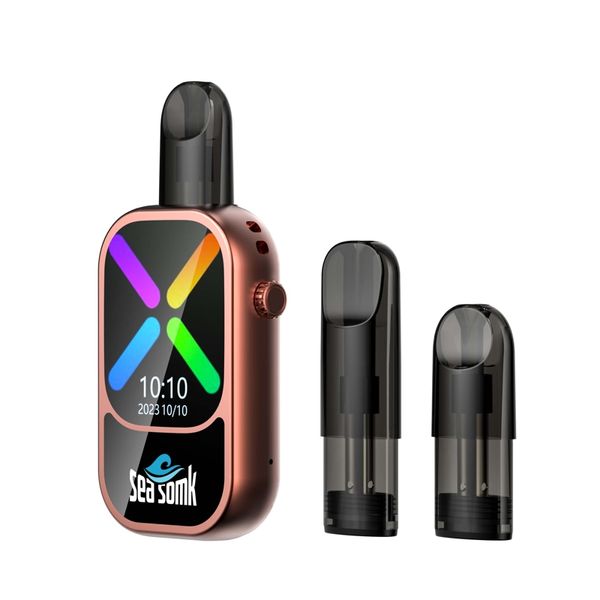 Seasomk Dijital Cihaz Pod Vape Bluetooth Çağrı Kapasitesi Pod Mesh Bobin 500mAh Tip-C Tip Cothatch Müzik Önceden doldurulmuş bölme puf çubukları vs Tornado Puff 12000 15000