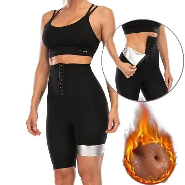 Shaper Shamming Shorts Sweat Sauna Pants Treinador da cintura Shapewear Tummy Thermo Slim Leggings Perda de peso Treino de fitness 240428