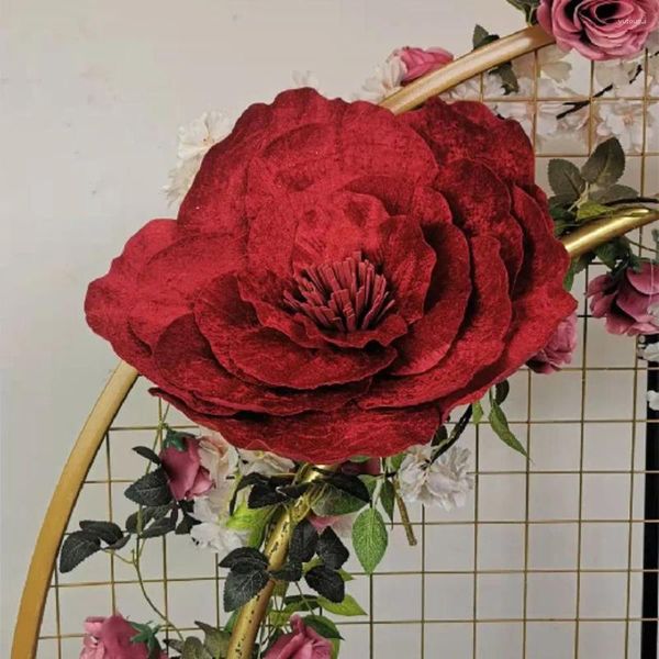 Fiori decorativi simulazione rossa Velvet veia gigante della finestra del matrimonio gigante per la testa di rosa decorazioni per la casa PROPT PROPT