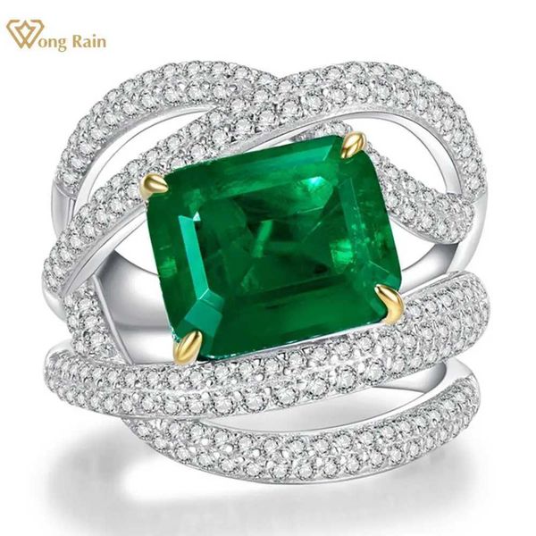 Bandringe Wong Regen Luxus Retro 925 Sterling Silber 5ct Jade Gem Cocktail Party Ring Frauen Geschenk Exquisite Schmuck Großhandel Q240427