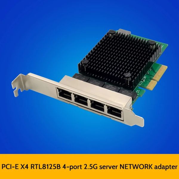 Cards PCIE X4 2,5G Card de rede Gigabit RTL8125B 4 PORT ETHERNET Network Desktop Server Network Card