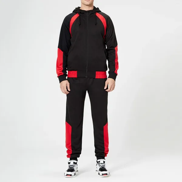 Pantaloni da uomo Sportsuit per sport casual sport patchwork top sweatshirt abiti primaverili di fitness set ropa hombre
