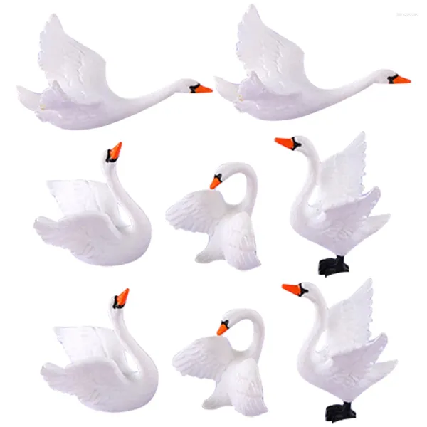 Decorazioni da giardino 8 pezzi micro paesaggio mini figurine Swan figura decorazione auto sculture in pvc piccoli animali figure amanti