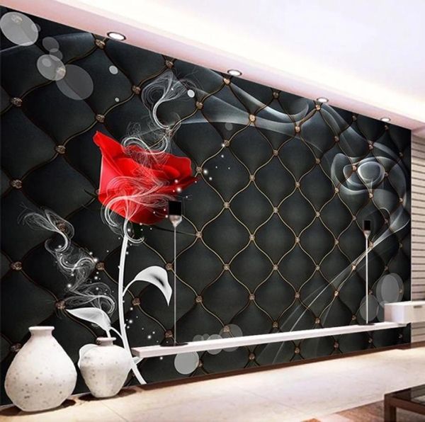 Murale murale 3d rosa rosa nera pacchetto morbido camera da letto soggiorno tv sfondo decorazioni da parati impermeabile4174023