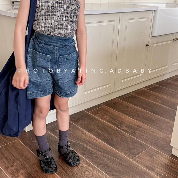 Shorts Children 2024 in stile coreano Summer Casual Fashion High Welned Jeans Topche Shorts Bottoms