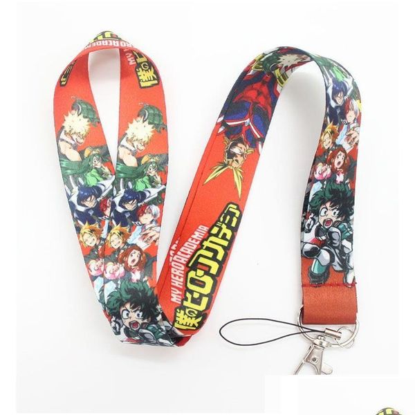 Celas do telefone celular Charms Wholesale 20pcs My Hero Academia cordão Chain Chain Id Card Hang corda Sling Neck Strap Pingente Gifts Drop D Dhtjt