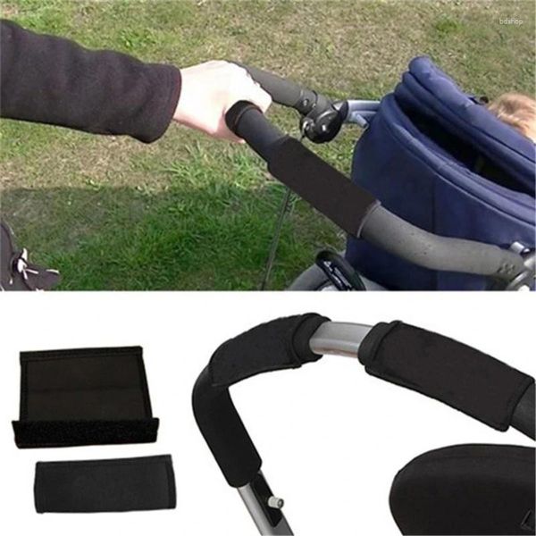 Parti di passeggino 2pcs/set manubrio Oxford Cover ombrello Pram Sostituzione Sponge Grip Accessori Protector Accessori Nero Non slip nero