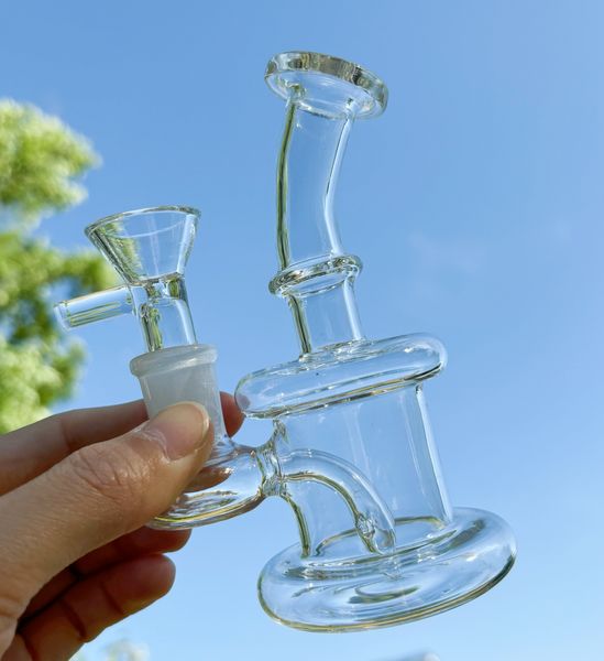 Clear 5 Zoll Mini Glass Bong Diffuse Perc Pyrex Water Pipe Shisha Bubbler mit 14 mm Tabakschale