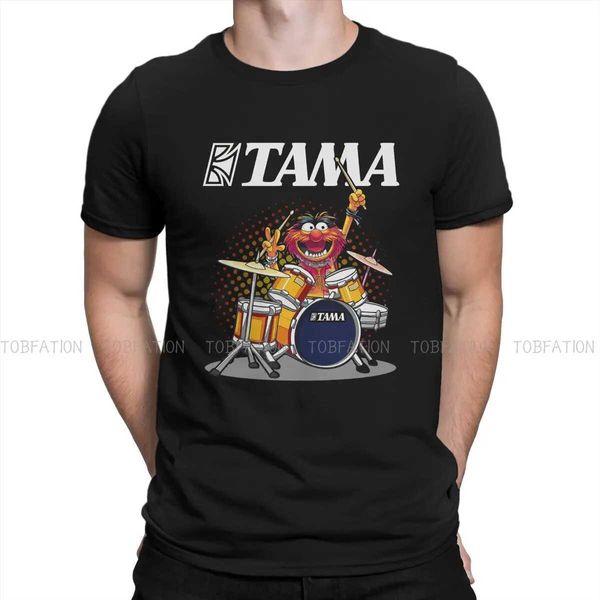 Camisetas de camisetas masculinas Tshirt para homens baterista de animais tambores tambores de moletons casuais macios camiseta alta Quty Trendy T240425