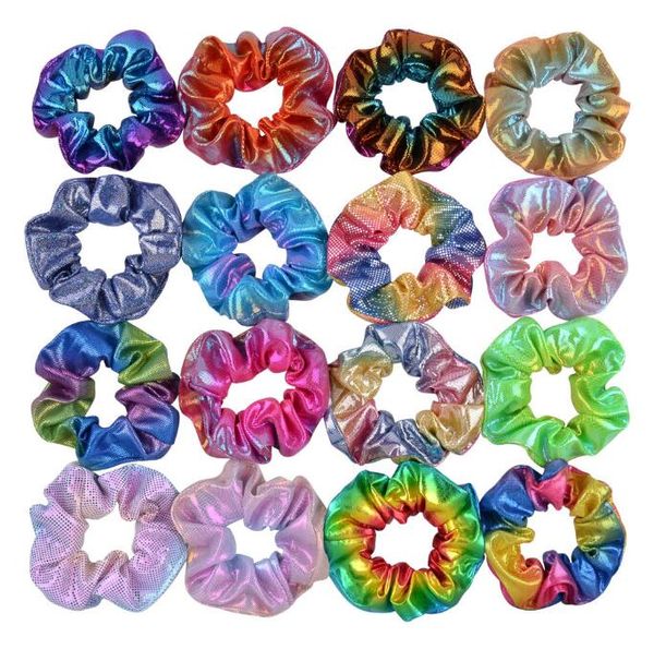 Elásticos de borracha de borracha de borracha de grandes dimensões Brilhantes de cores brilhantes dois tons Silk Scrunchie Elastic Girls Headwearwar