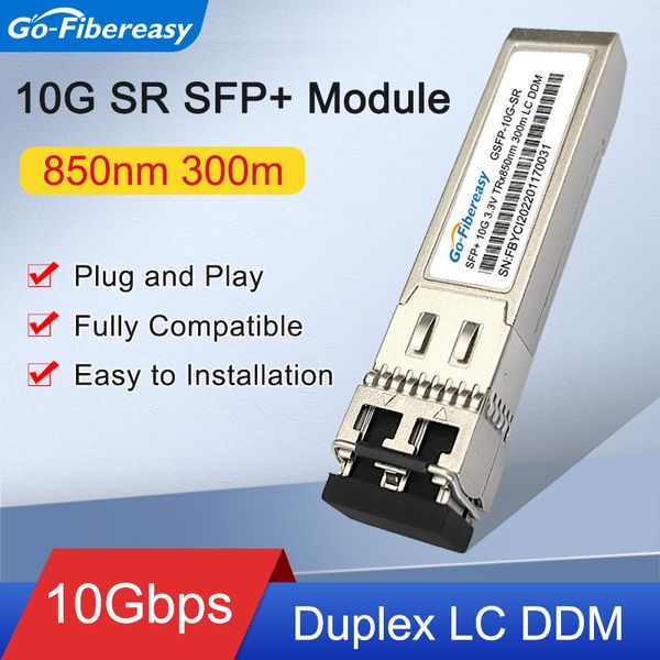 Módulo SFP de 10 GB multimodo 10GBASE-SR 850nm Dual LC compatível com Ubiquiti/Mikrotik/Cisco SFP-10G-SR Transceptor de fibra óptica