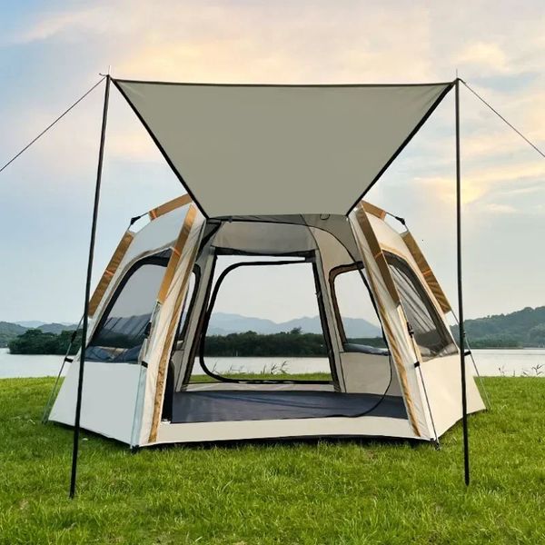 Tenda esterno portatile pieghevole esagonale pieghevole completamente automatico a apertura rapida una sala ventilazione parco campeggio skycover 240422