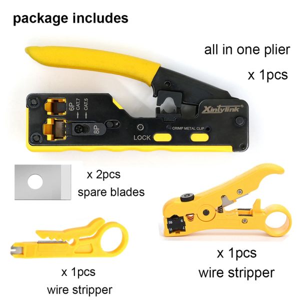 Strumenti XintyLink All in One Rj45 Pintiers Crimper Cat5 Cat6 Cat7 Cat8 Network Tools RJ 45 Ethernet Cable Stripper Brampone Rg45 Lan