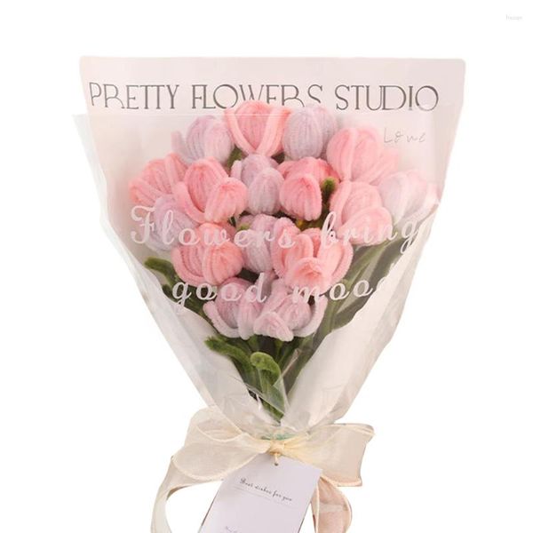 Fiori decorativi kit bouquet fiore fai -da -te materiali flessibili fatti a mano rosa rosso morbido contorto con stick decorazione di nozze