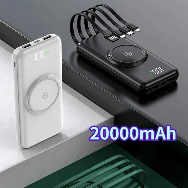 Bancos de energia do telefone celular 5000mAh portátil sem fio pacote para carregamento rápido adequado para iPhone Xiaomi Samsung Chargers Baterias de backup e pacotes de energia J240428