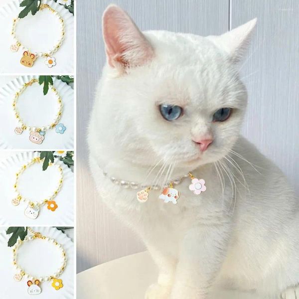 Hundekleidung 1pcs Haustier Perlenkragen Verstellbarer Schmetterling Strass Anhänger Katze Prinzessin Stil niedliche Mode Halskette Accessoires