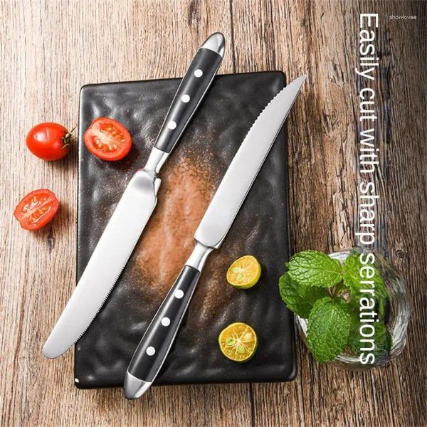 Utensílios de jantar conjuntos de faca e garfo confortável e confortável resistência ao desgaste em forma de V, bife de ponta em V Durable