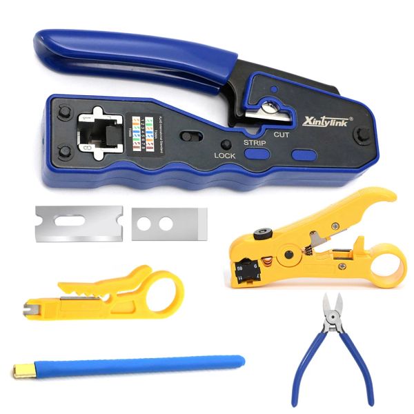 Werkzeuge RJ45 Crimping Tool Set Cat5 Cat5e Cat6 Crimper Network Zange 8p RJ 45 Ethernet Kabel Stripper Draht Klemme Cutter Tongs Clip LAN