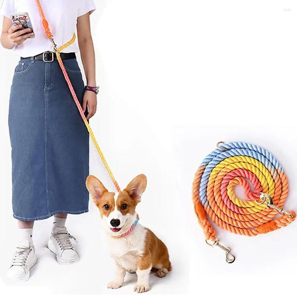 Abbigliamento per cani guinzaglio a corda multifunzionale 6,9 ​​piedi con guinzaglio intrecciato a doppio gancio girevole regolabile per piccoli cani grandi