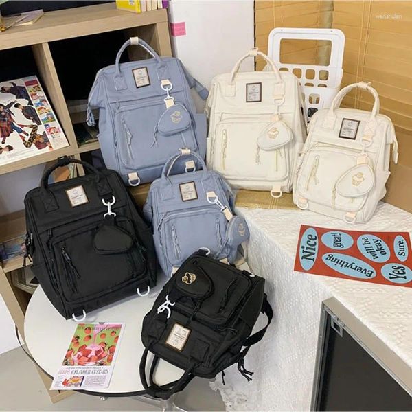 Zaino a 2 dimensioni uomini corea a colori solidi studente adolescenti ragazzi tasche per laptop per laptop per la portabilità dell'estetico zaino 016