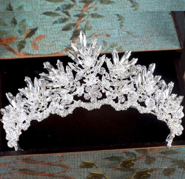 Peri ışıltılı berrak kristal gelin taç tiara düğün balo parti kafa bandı çelenk başlıkları etkinlik rhinestone saç aksesuarı5253777