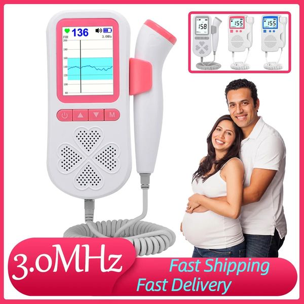 Verbessert 30 MHz Doppler Fetal Herzfrequenzmonitor Home Schwangerschafts -Schall -Rate -Detektor LCD Angabe keine Strahlung 240424