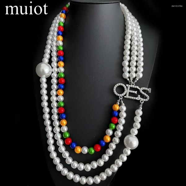 Colares pendentes MUIOT Personalidade Ordem da Eastern Star Society Inc oes Charme Charme Multi-camada Pearl Women's