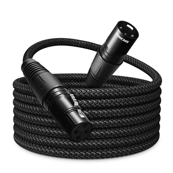 Микрофоны Sonicake XLR Микрофон -кабель мужчина до женского 3 -контактного нейлона для плетения для студийной записи и живого производства 10 футов/3 м 6 футов/2m