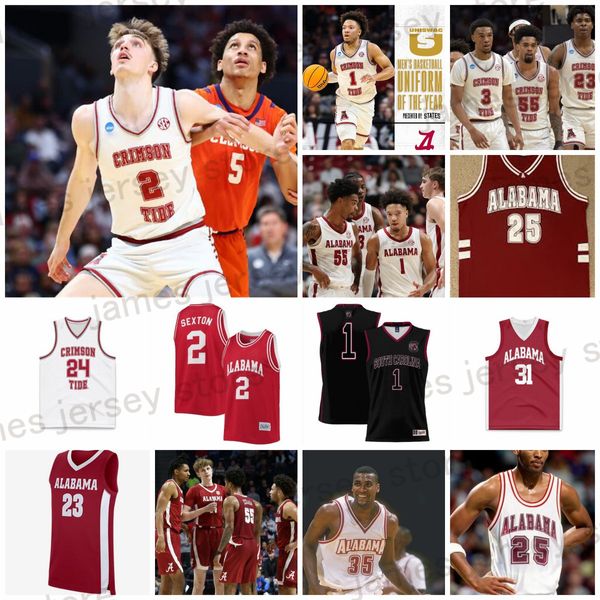 2024 Alabama Crimson Tide Erkekler Özel Basketbol Forması Kris Parker Mark Sears Grant Nelson Rylan Griffen Davin Cosby Jr. Mouhamed Dioubate Mohamed Wague Yeni Stil