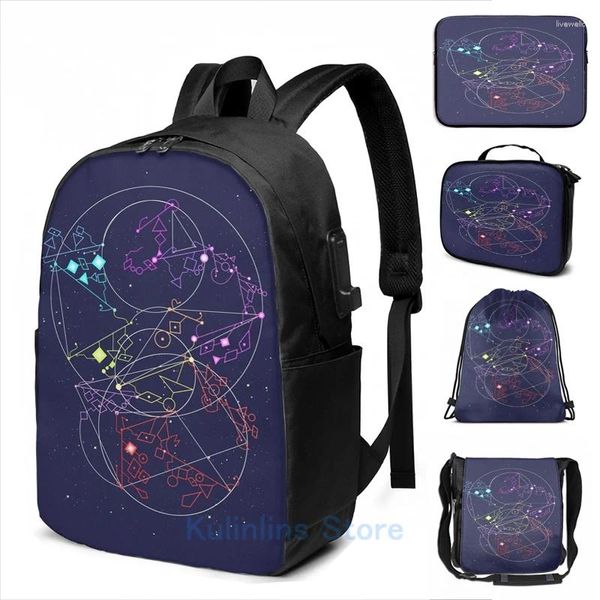 Rucksack lustiger Grafikabdruck She-Ra Constellations USB-Ladung Männer Schultaschen Frauen Bag Travel Laptop