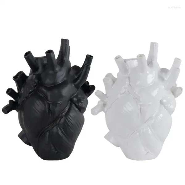 Vasi di cuore vano tavolo da tavolo in resina contenitore floreale artificiale pianta per pianta botola scultura desktop decorazione di decorazioni per la casa ornamenti