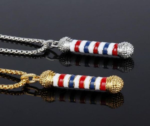 Подвесные ожерелья парикмахерская 3D -полюсная мода с длинной цепной ожерелье для парикмахера Souvenir Souvenir Charm Jewelery8072824