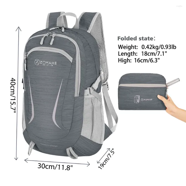 Mochila 35L Lightweight Dobrable Water impermeabilizada Viagem de esportes para homens e mulheres Bolsa de piquenique ao ar livre