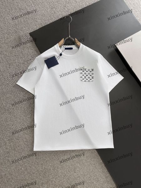 Xinxinbuy Männer Designer T-Shirt T-Shirt 2024 Italien Taschenmuster Buchstabe Kurzarm Baumwolle Frauen grau schwarze blaue khaki s-3xl