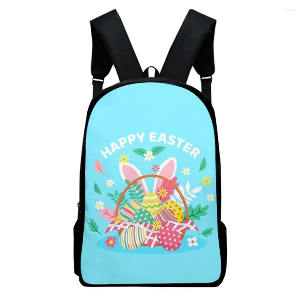 Backpack Trendy Novelty Day Pasqua Day Notebook Backpacks Borse da scuola per alunni Stampa 3D Oxford Waterproof Boys/Girls Laptop Laptop