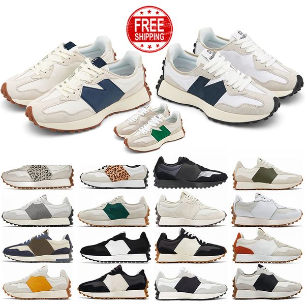 Frete grátis Novo 327 Designer Running Shoes Homens Mulheres 327S Sal marinho Sea Vintage bege camurça marrom