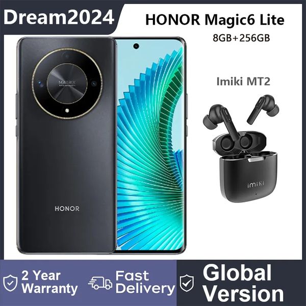 Honor Magic6 Lite 5G 8+256 GB NFC Qualcomm Snapdragon 6 Gen 1,108 MP Câmera principal 35 W 120Hz Charging 5 Star SGS Certificado Global Version com Imiki MT2