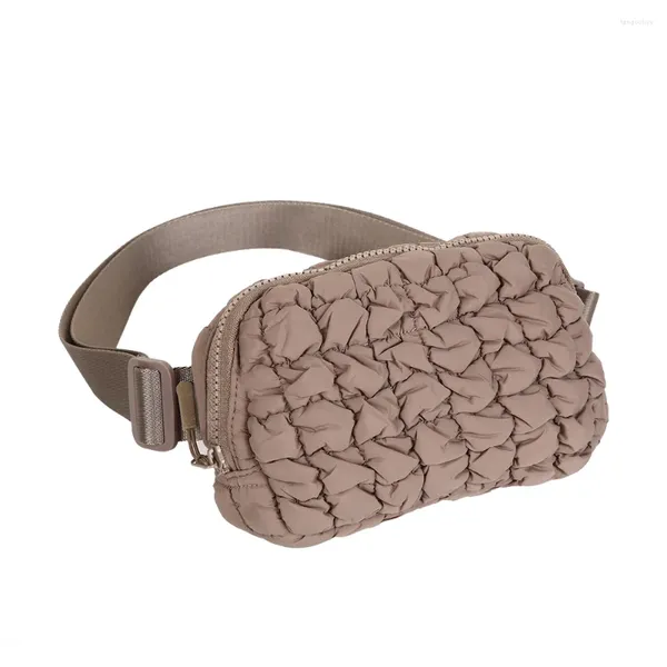 Taillenbeutel Veagn Nylon gesteppte Plaid Fanny Packs Frauen Einfach vielseitig Crossbody Sling -Tasche Frauen im Freien Sport großer Kapazität Pack